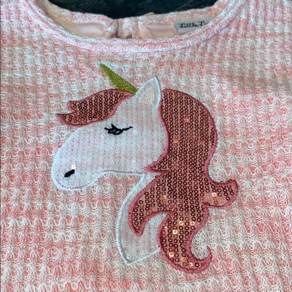 Little Lass Unicorn Bow Ruffle Outfit - Picture 5 of 7